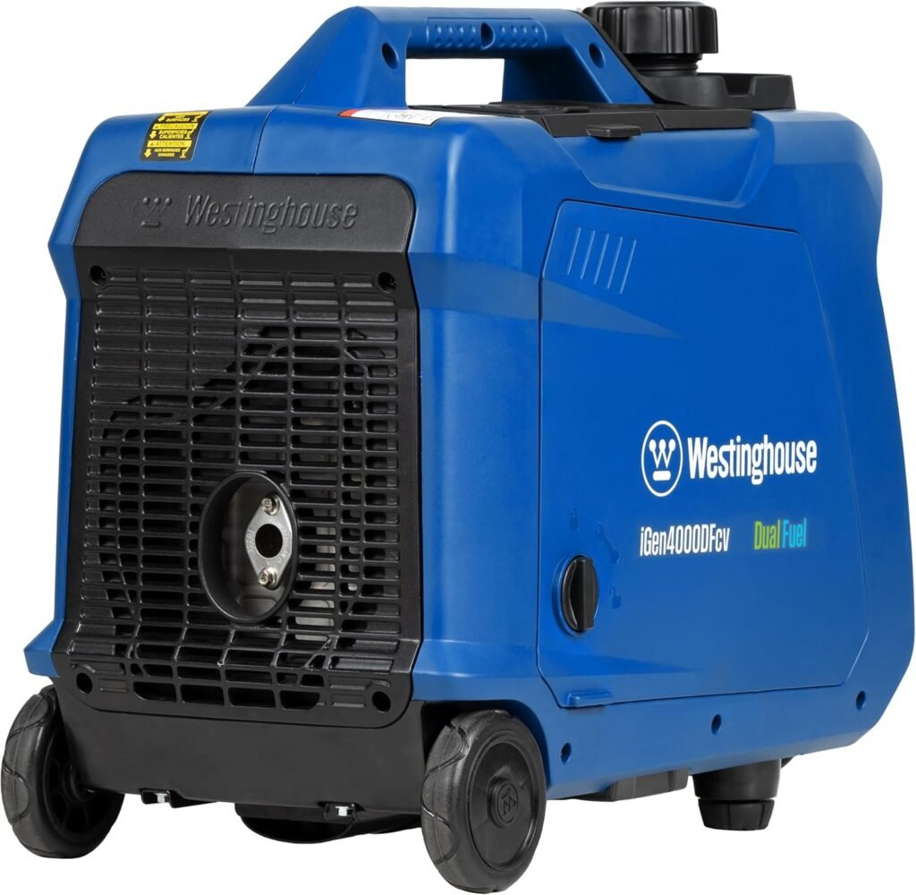 Westinghouse 4000 Peak Watt Super Quiet Dual Fuel Portable Inverter Generator, Wheel Handle Kit, Gas Propane Powered, RV Ready, CO Sensor, Parallel Capable Westinghouse 4000 Peak Watt Super Quiet Dual Fuel Portable Inverter Generator, Wheel Handle Kit, Gas Propane Powered, RV Ready, CO Sensor, Parallel Capable