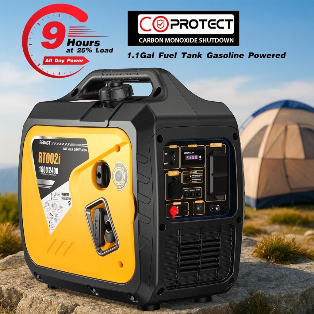 2400W Lightweight Portable Inverter Generator with Clean Power for Home, Camping, RV, Tailgating  Emergencies | Eco-Mode, CO Protection, Parallel Ready, Ultra-Quiet Gas Generator