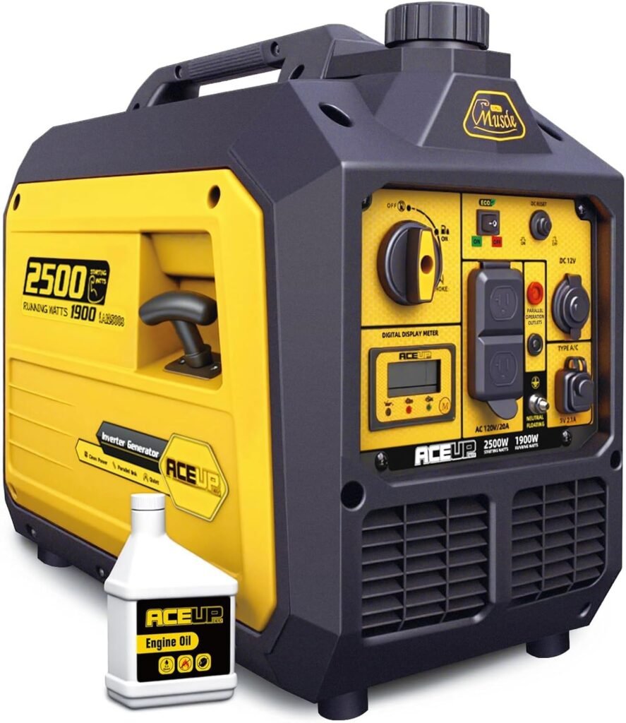 Aceup Energy 2500 Watt Gas Inverter Generator, Super Quiet Portable Generator for Home use, Camping, EPA Compliant