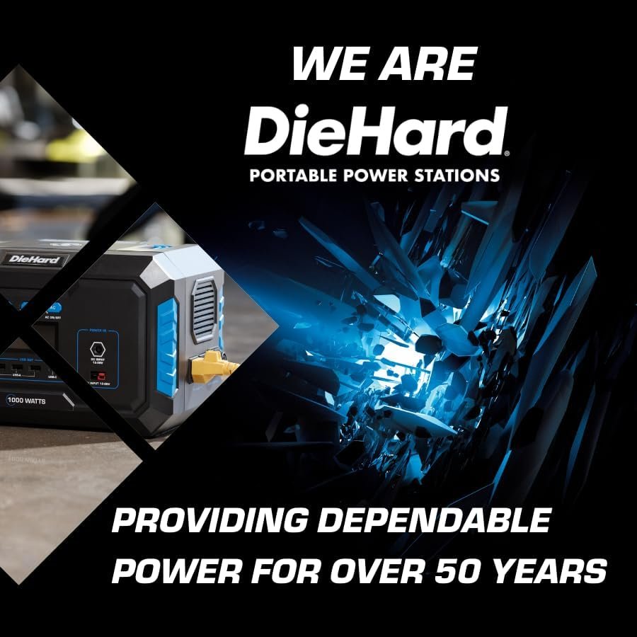 DieHard Portable Power Station 1000-Watt (2000-Watt Peak) - Quiet, Lightweight Solution for Home Backup, Weather Emergencies, Outdoor Recreation, Jobsite