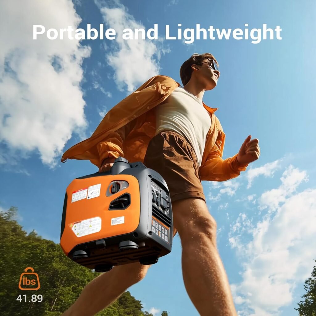 Efurden 2500-Watt Inverter Generator Gas Powered, Portable Generator for Camping, Emergency Home Backup, Super Quiet, with CO Sensor