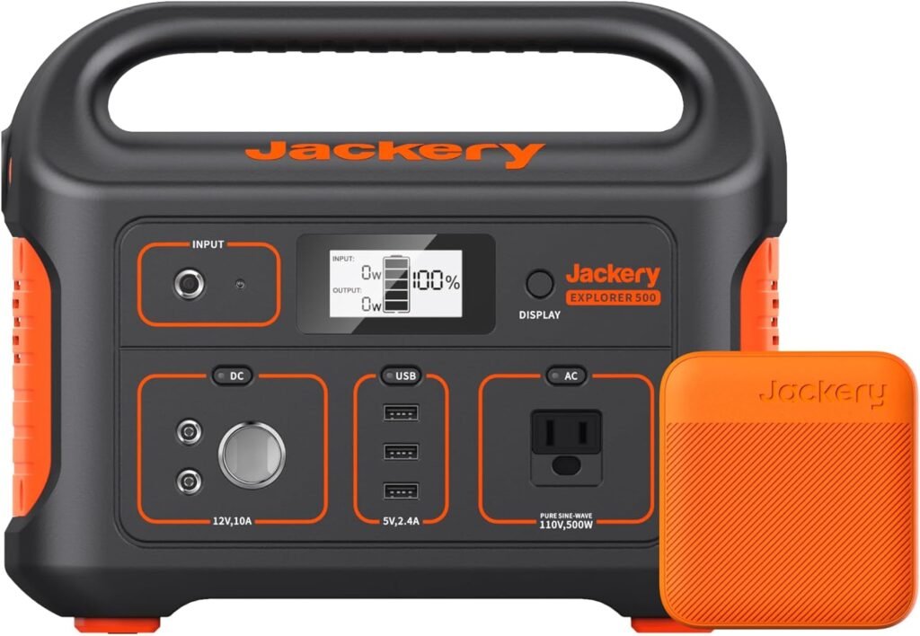 Jackery Portable Power Station Explorer 500, 518Wh Outdoor Solar Generator Mobile Lithium Battery Pack with 110V/500W AC Outlet for Home Use, Emergency Backup,Road Trip Camping (Solar Panel Optional)