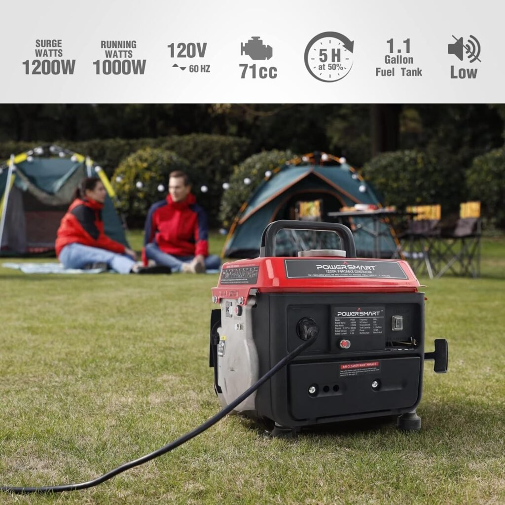 PowerSmart Generator, 1200 Watts Outdoor generator Low Noise, Gas Powered Portable Generator, PS50A