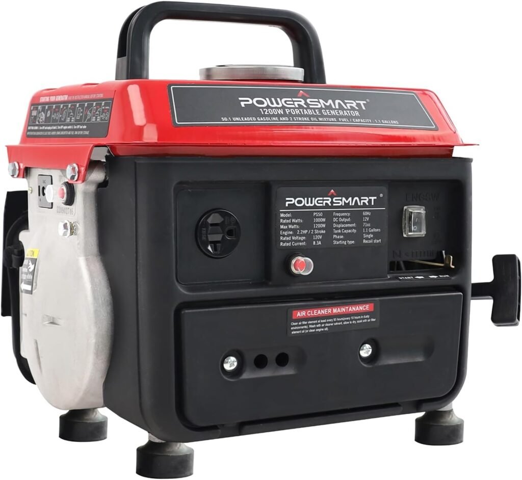 PowerSmart Generator, 1200 Watts Outdoor generator Low Noise, Gas Powered Portable Generator, PS50A