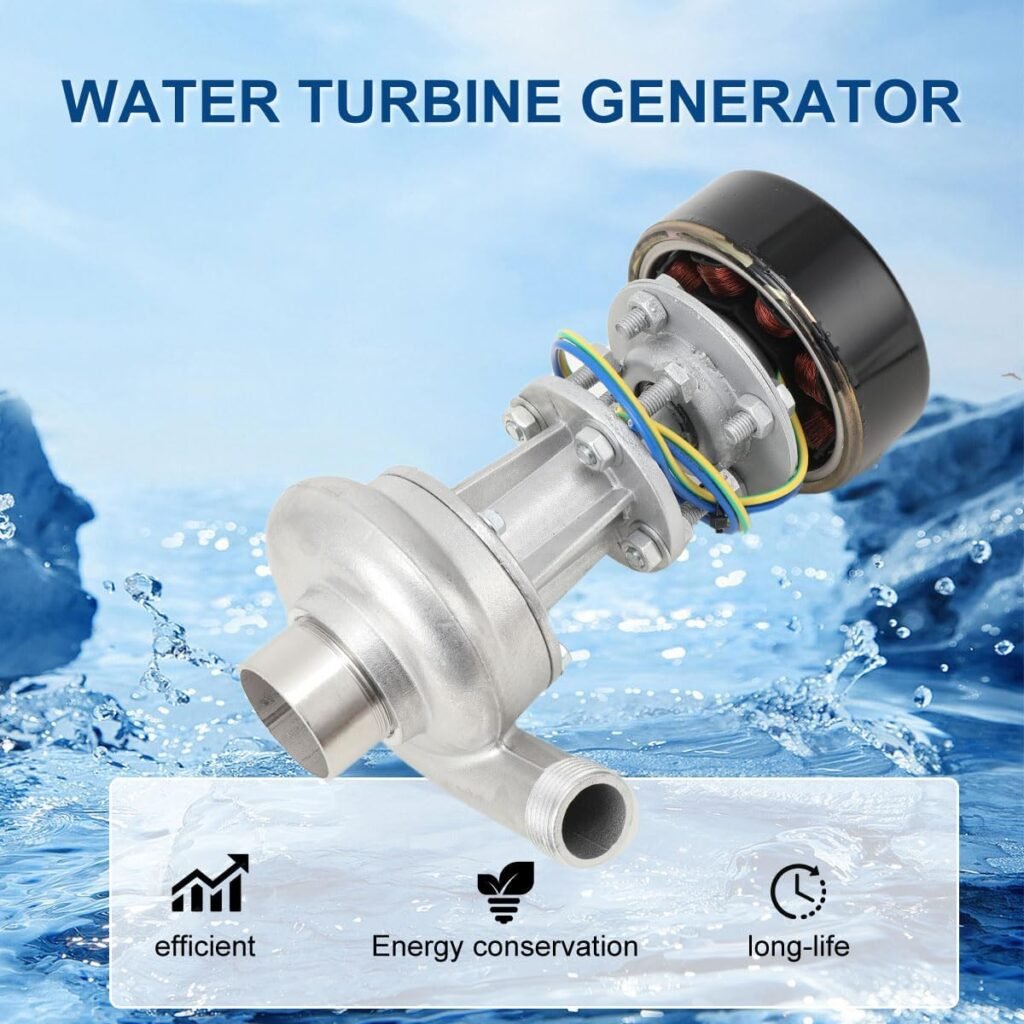 110V-220V 1000W Micro Hydroelectric Generator Water Turbine Generator Portable Mini Hydro Power Station with Bearing Micro Hydro Turbine for Outdoor Computer TV Lighting Family Camping