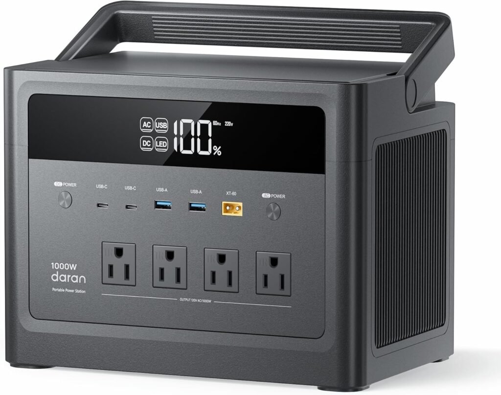 2026 Portable Power Station 1000W (Surge 2000W), 576Wh LiFePO4 Battery Solar Generator, Power Bank 110V Pure Sine Wave AC Outlet with PD 100W USB-C Fast Charging for Home Use, Hurricane Emergency, RVs