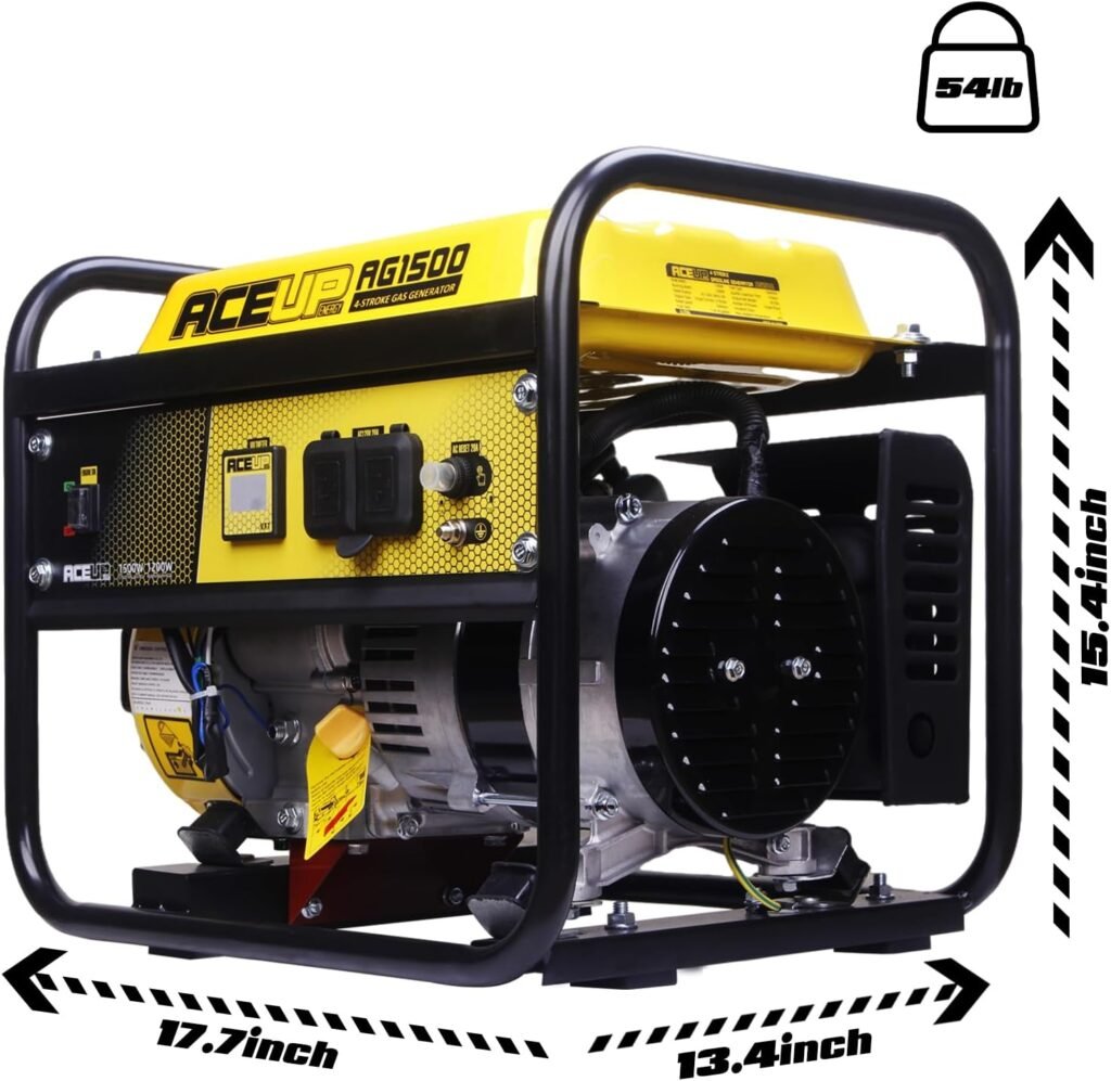 Aceup Energy 1,500W Gas Powered Generator, Portable Generator 4-Stroke 79.8cc, EPA Compliant