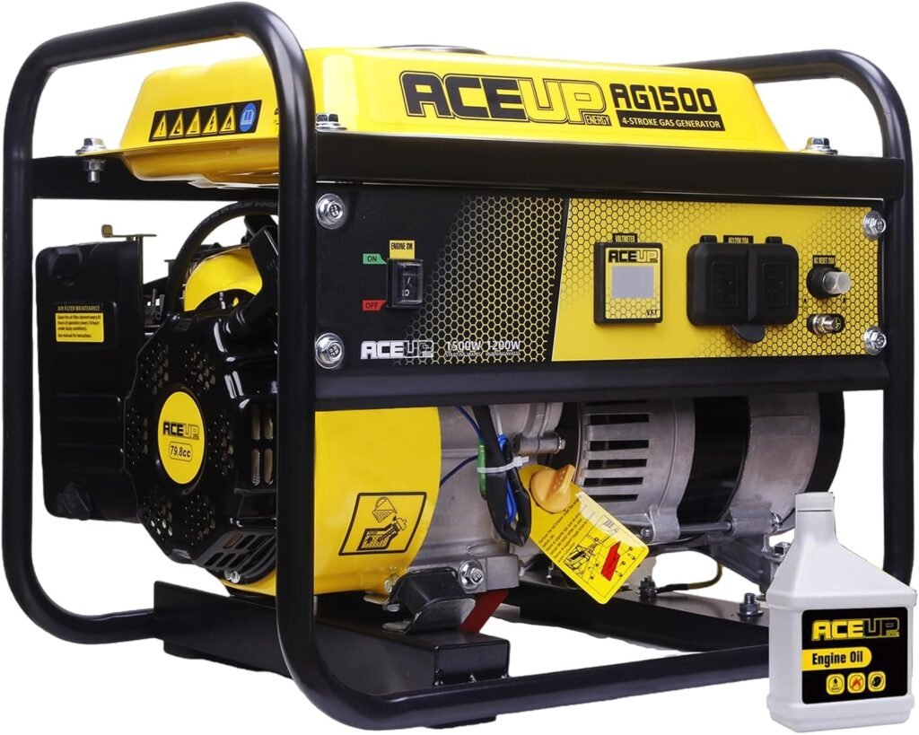 Aceup Energy 1,500W Gas Powered Generator, Portable Generator 4-Stroke 79.8cc, EPA Compliant