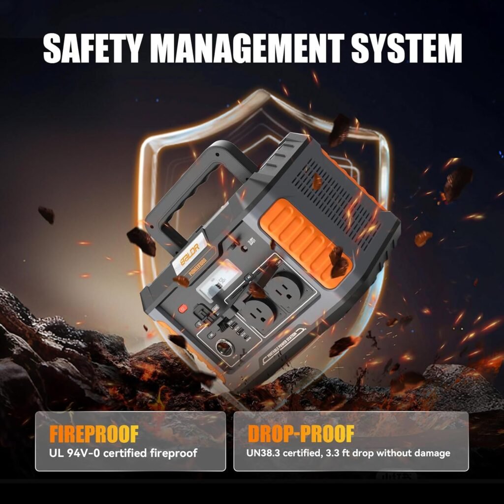 BALDR Portable Power Station, 1000W Output, 808Wh Capacity, AC Outlet, USB Ports, 110V Pure Sine Wave AC Outlet Backup Lithium Battery for Home Camping Emergency Use