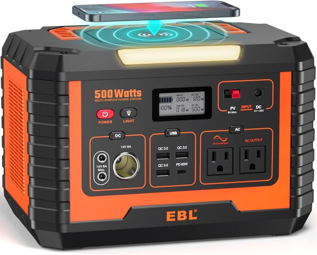 EBL Portable Power Station 1000W, 999Wh Solar Generator 2000W Peak, AC/Wireless Charging/60W USB-C Output, Lithium Battery for Emergency, Home Backup, Camping, RV, Off-Grid Living EBL Portable Power Station 1000W, 999Wh Solar Generator 2000W Peak, AC/Wireless Charging/60W USB-C Output, Lithium Battery for Emergency, Home Backup, Camping, RV, Off-Grid Living
