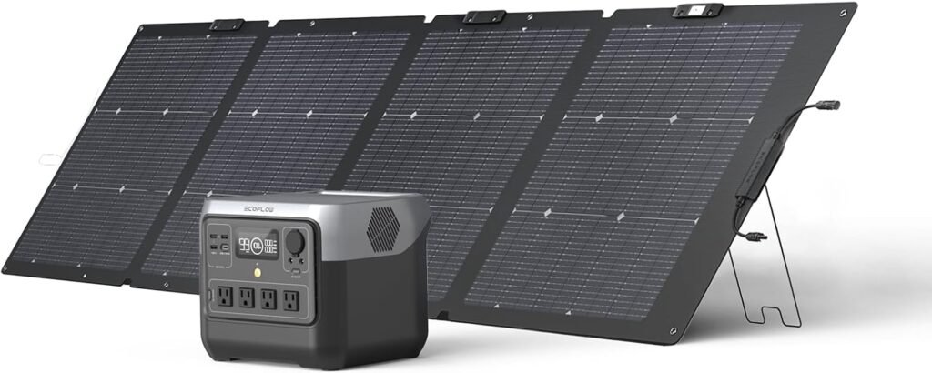 EF ECOFLOW Solar Generator RIVER 2 Pro 768Wh Portable Power Station  160W Portable Solar Panel LiFePO4 Battery 70 Min Fully Charged, 4×AC, For Camping, RV, Home Backup