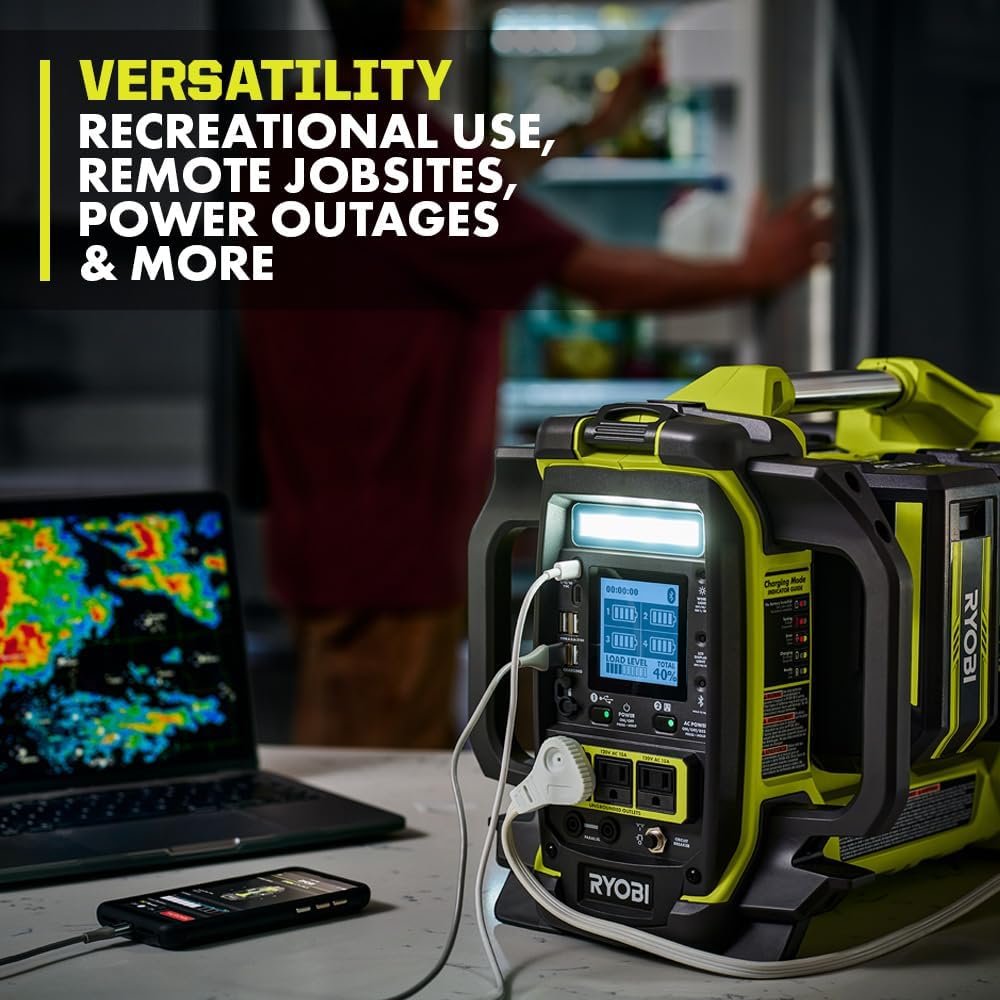 RYOBI 40V 1800-Watt Portable Battery Power Station Inverter Generator (Tool ONLY- Batteries NOT Included)