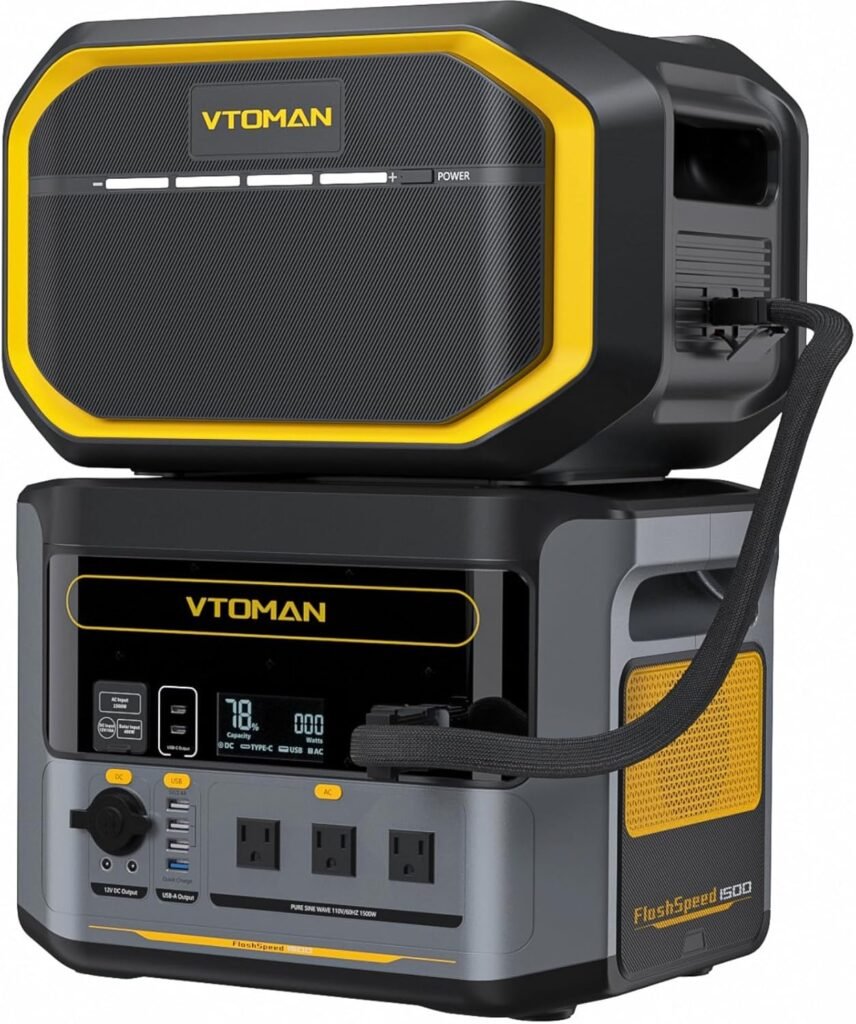 VTOMAN 3096Wh Portable Power Station Bundle with Extra Battery  200W Pro Solar Panel Included - Up to 3000W Solar Power Generator for Home Backup, Off-grid, Road Trip, RV, Camping, Emergencies