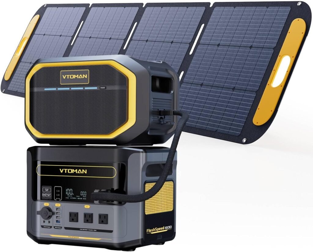 VTOMAN 3096Wh Portable Power Station Bundle with Extra Battery  200W Pro Solar Panel Included - Up to 3000W Solar Power Generator for Home Backup, Off-grid, Road Trip, RV, Camping, Emergencies