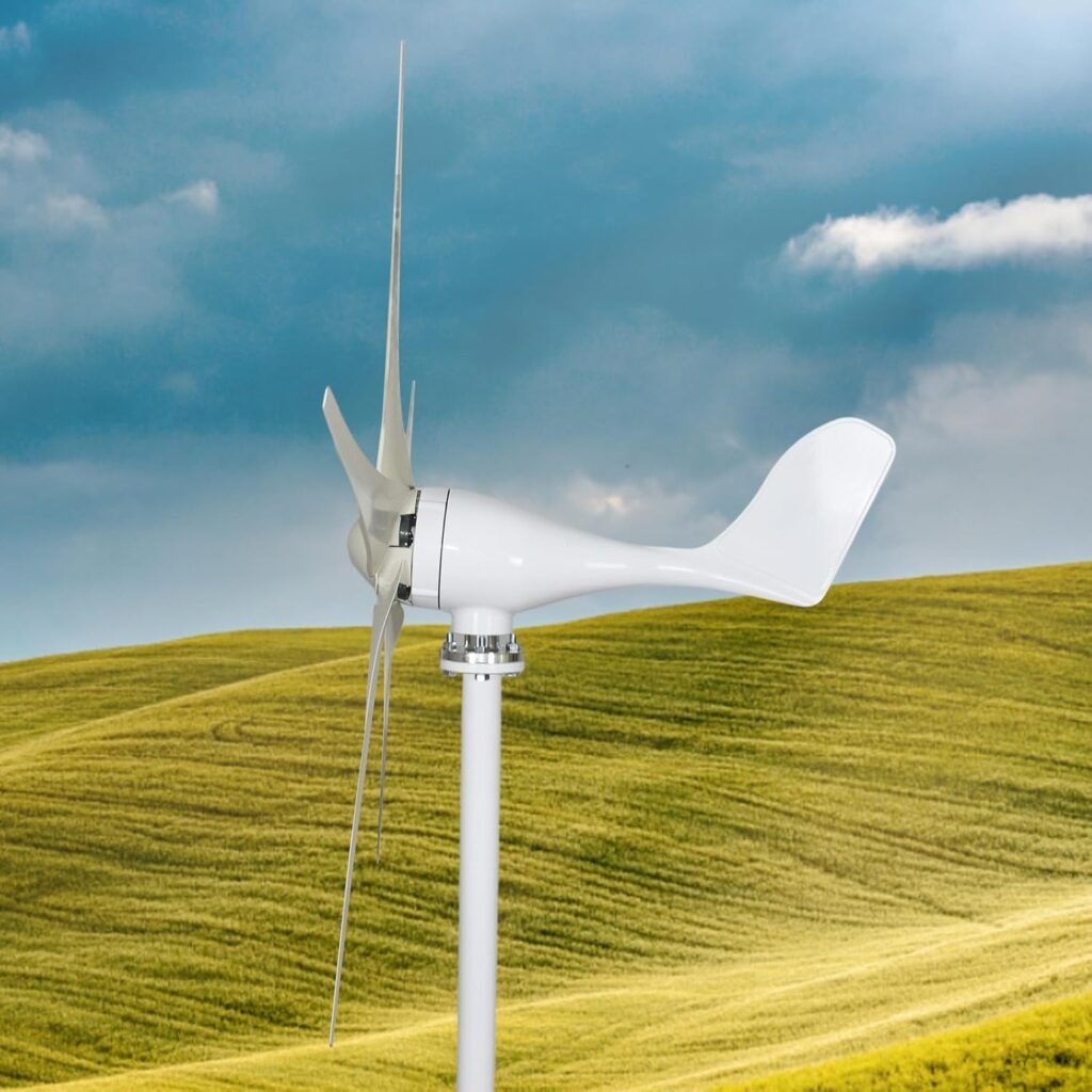 Wind Turbine 1200W 12V, Wind Turbine Generator Kit with 5 Blades, High Efficiency, Powerful Generator, Easy to Install Industrial Wind-Power Generator White