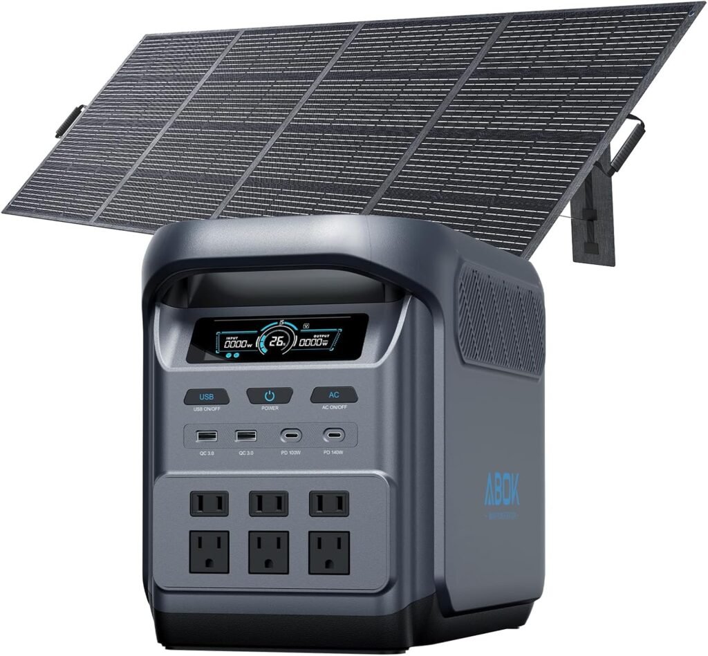 ABOK Ark1800/Elux1 Portable Power Station, 1024Wh LiFePO4, 1800W (Peak 3600W) AC Output, 140W USB-C, UPS, Solar Generator Max 1000W Solar Input, Expandable to 5120Wh, Ports for Backup, Camping, RV