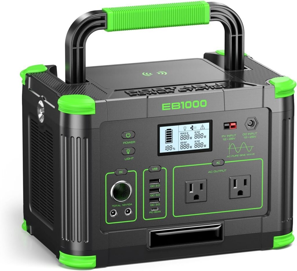 Solar Generator 1000W(2000W Peak)Portable Power Station, 110V Pure Sine Wave AC Outlets, 60W USB-C PD Fast Charging, Ports for RV Trip,Camping,Home Emergency Solar Generator 1000W(2000W Peak)Portable Power Station, 110V Pure Sine Wave AC Outlets, 60W USB-C PD Fast Charging, Ports for RV Trip,Camping,Home Emergency