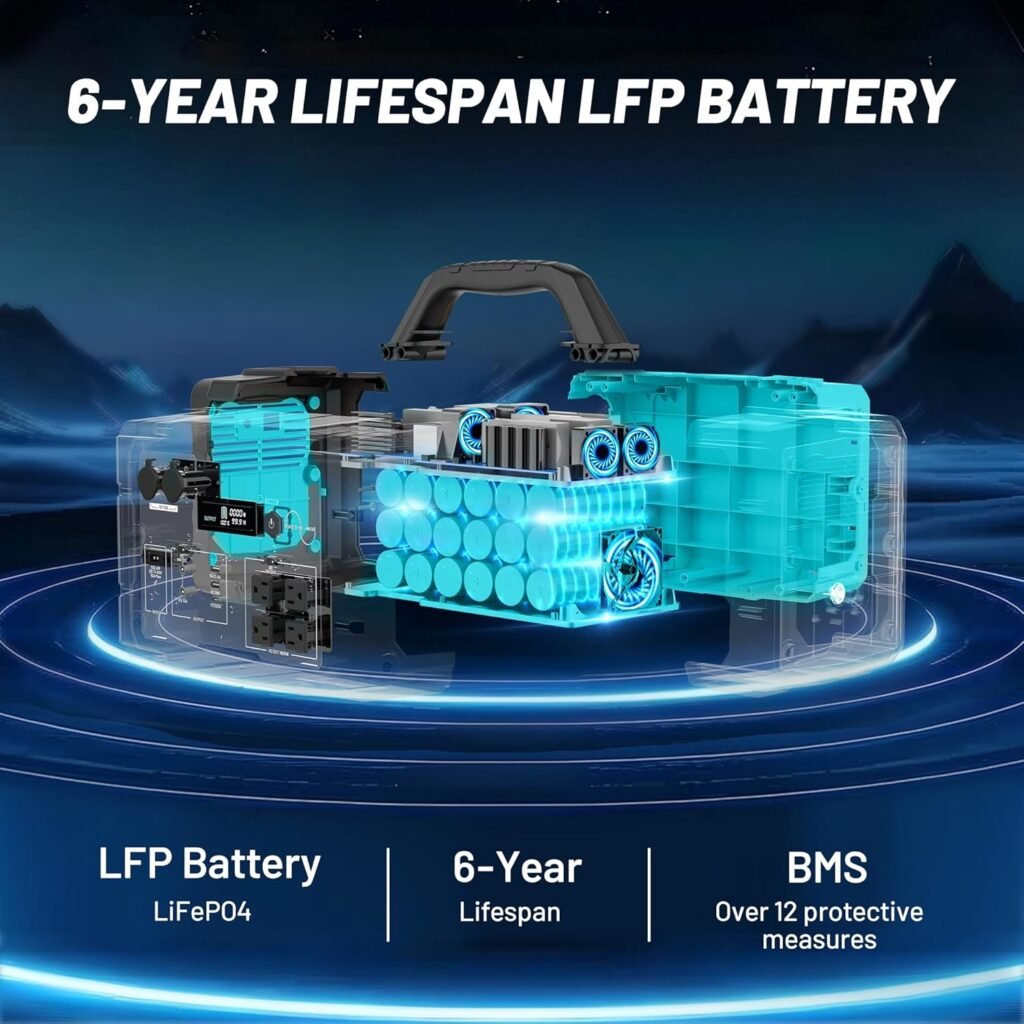 Solar Generator 1800W (3600W Surge) with 200W Solar Panel, 1024Wh LiFePO4 Portable Power Station Kit, 1.5H AC Fast Charge, Clean Energy for Home Backup, RV Camping, Emergency Outages