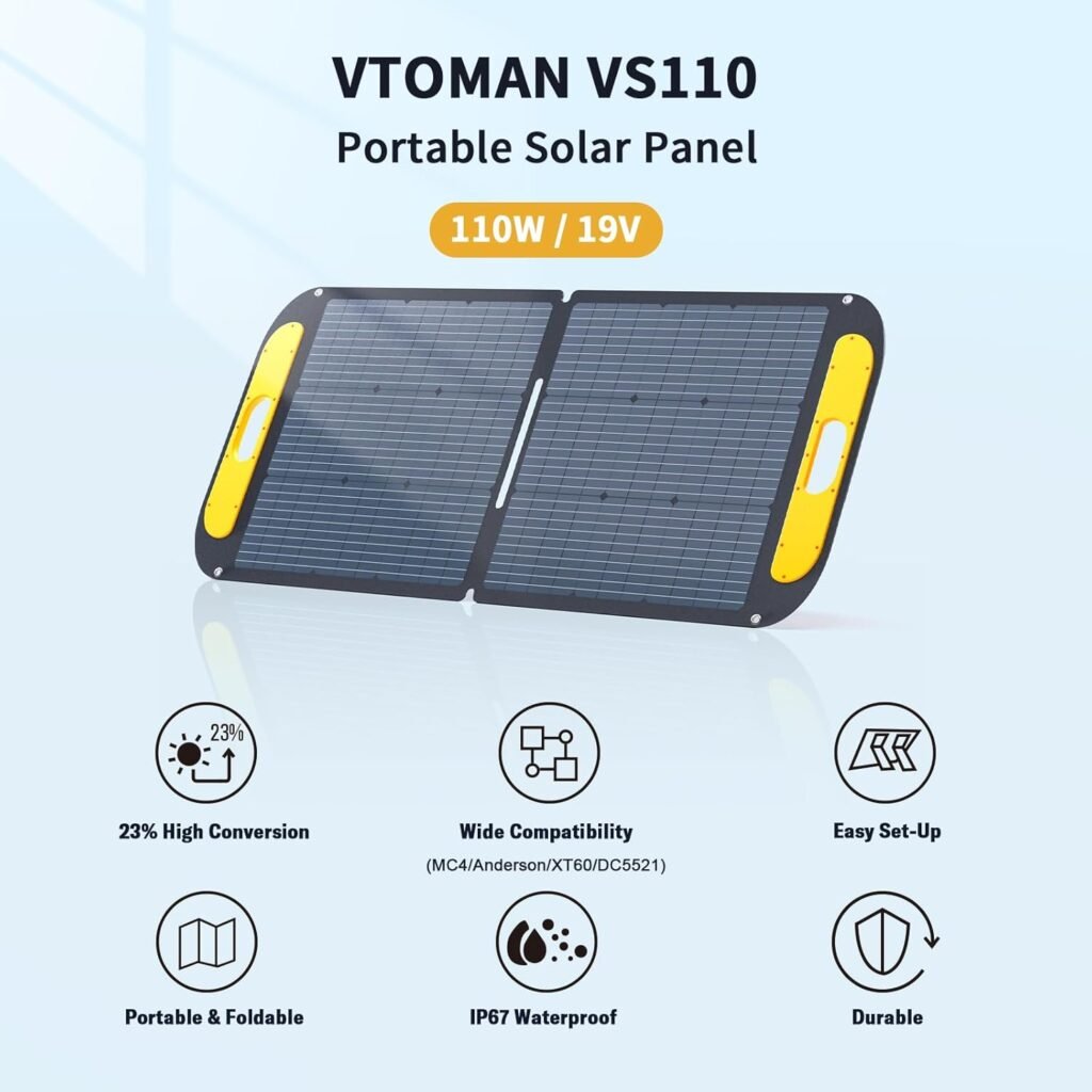 VTOMAN Jump 1500X Solar Generator with 110W Solar Panel, 828Wh Portable Power Station LiFePO4 Battery Solar Power Bank for Power Outage, Camping, Emergency Backup