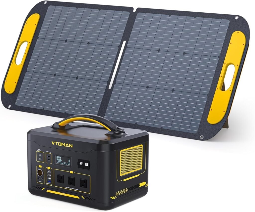 VTOMAN Jump 1500X Solar Generator with 110W Solar Panel, 828Wh Portable Power Station LiFePO4 Battery Solar Power Bank for Power Outage, Camping, Emergency Backup