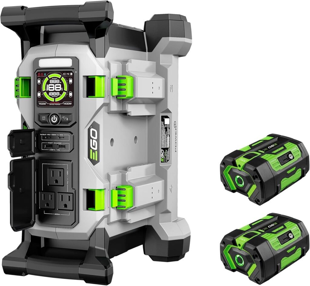 EGO POWER+ Portable Power Station, 1400W, Battery Powered, Inverter Generator for Home and Outdoor, Includes (2) 56V 6.0Ah Batteries and Charger - PST1405-2 EGO POWER+ Portable Power Station, 1400W, Battery Powered, Inverter Generator for Home and Outdoor, Includes (2) 56V 6.0Ah Batteries and Charger - PST1405-2