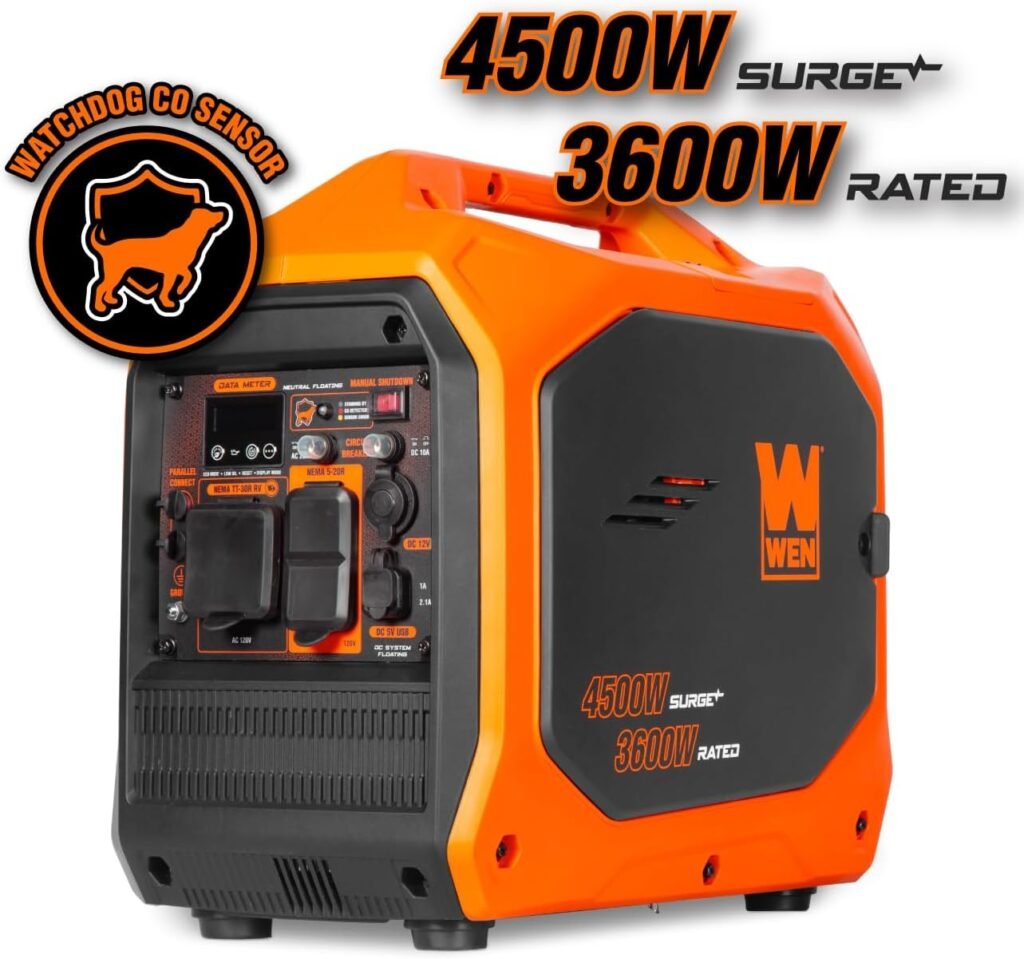 WEN 4500-Watt Inverter Generator, RV-Ready, Quiet, Portable, and Lightweight with Fuel Shut Off and CO Watchdog (56432iX), Fuel Type Gasoline