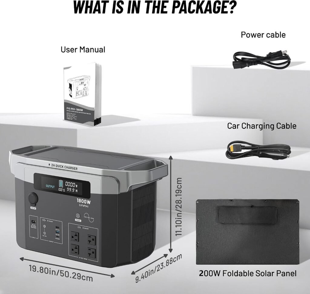 1800W Solar Generator, 1536Wh Power Station with 200W Foldable Solar Panel, Bidirectional Inverter, 1.5H Fast Charge, LiFePO4, WiFi/APP, 20ms EPS for Camping, RV