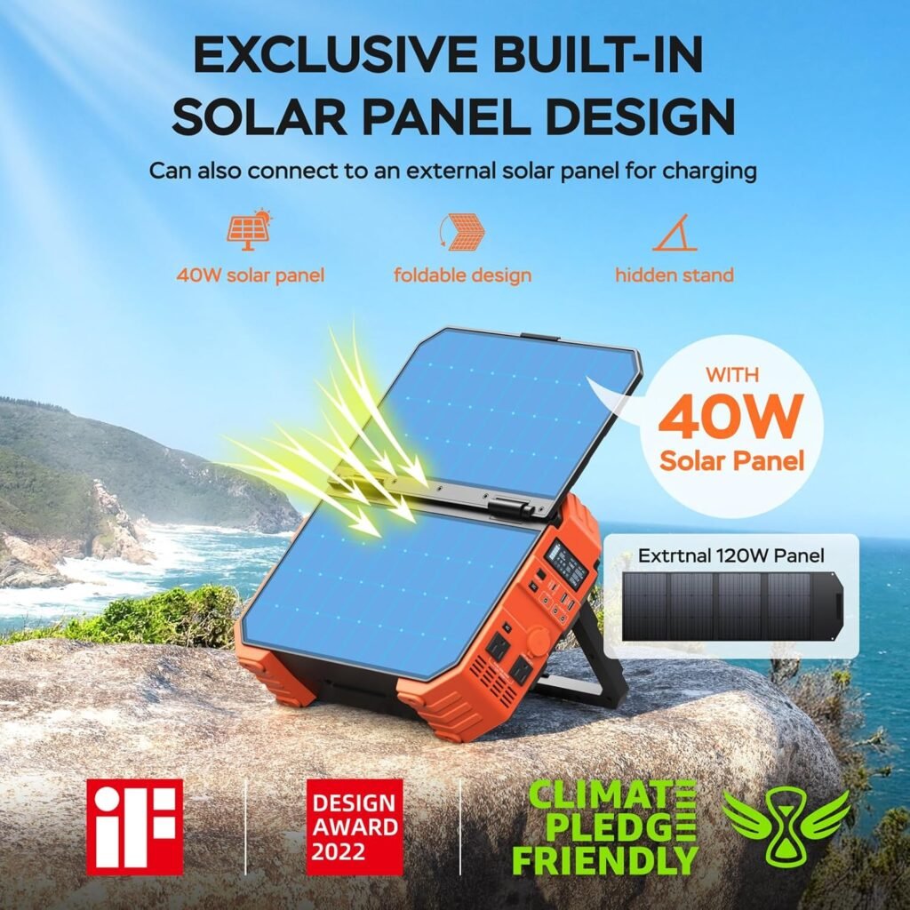 BLAVOR Portable Power Station with 120W Solar Panel, 1600W (Peak 3200W) Solar Generator Built-in Solar Panel, 1024Wh LiFePO4 Battery, 100W USB-C Fast Charge BLAVOR Portable Power Station with 120W Solar Panel, 1600W (Peak 3200W) Solar Generator Built-in Solar Panel, 1024Wh LiFePO4 Battery, 100W USB-C Fast Charge