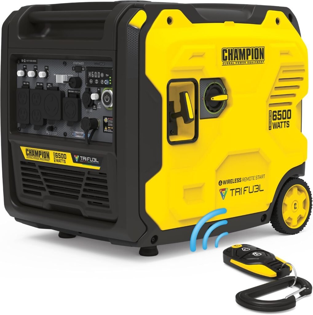 Champion 6500-Watt Remote Start Tri Fuel Portable Inverter Generator
