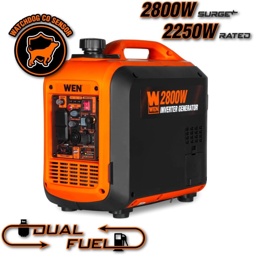 WEN 2800-Watt Dual Fuel Inverter Generator, Quiet, Portable, and Lightweight with Fuel Shut Off and CO Watchdog (DF280iX) WEN 2800-Watt Dual Fuel Inverter Generator, Quiet, Portable, and Lightweight with Fuel Shut Off and CO Watchdog (DF280iX)